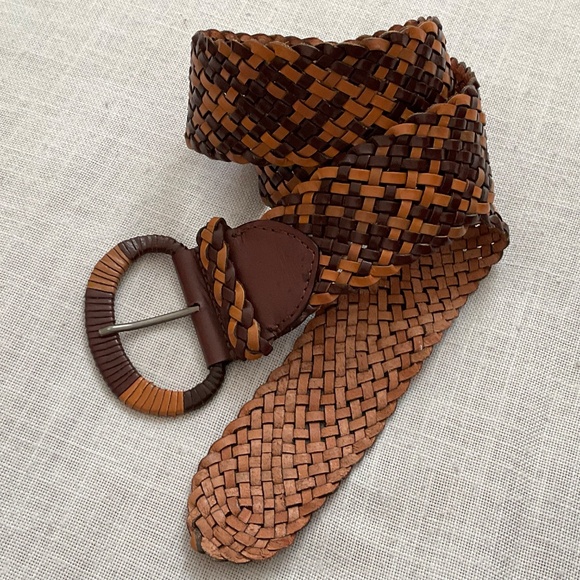 Lucky Brand Brown Tan Braided Woven Leather Boho Belt Size S/M NWOT - Picture 4 of 12